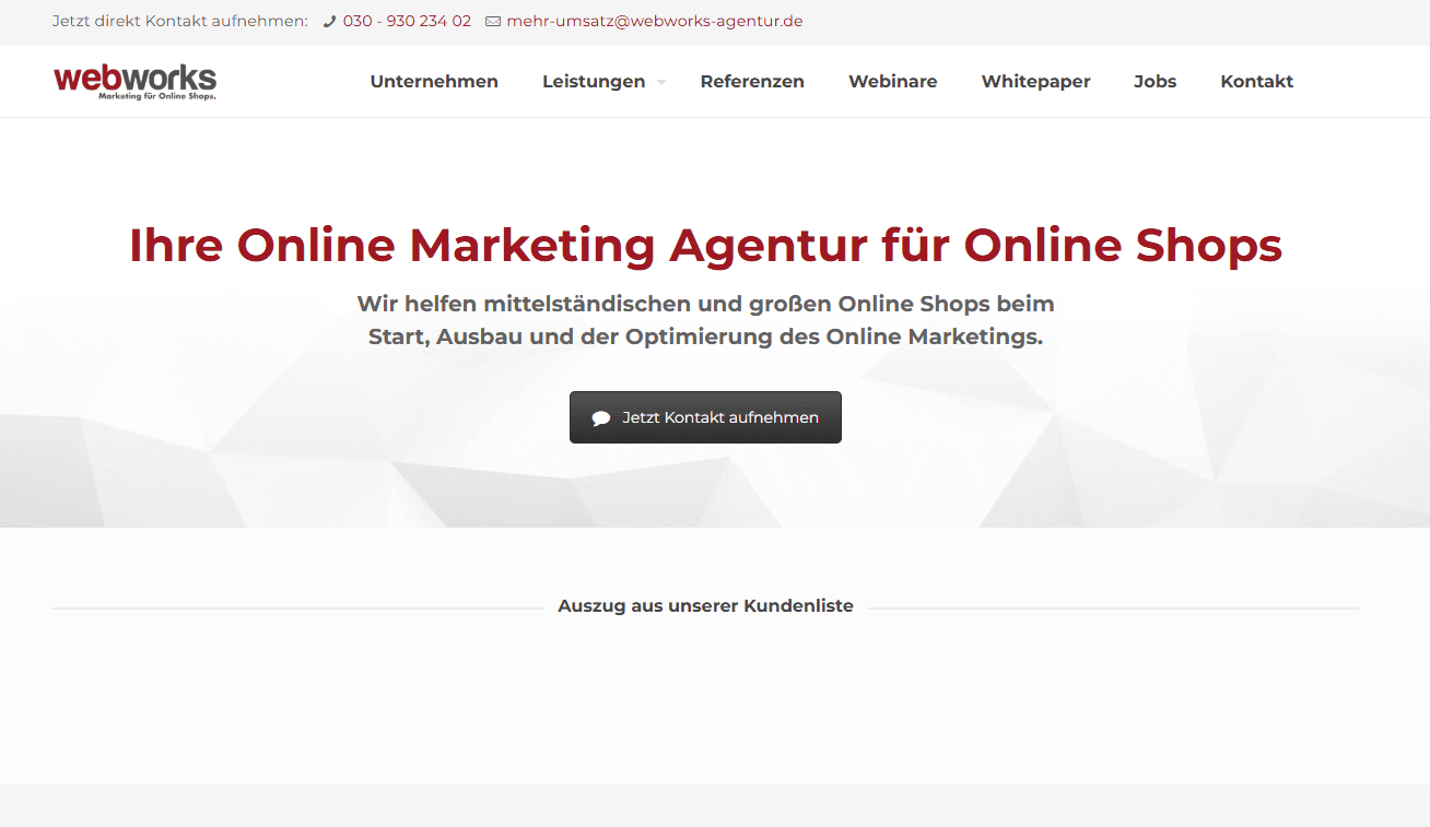 Website-Screenshot von Webworks