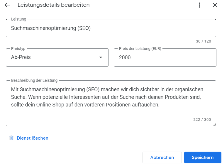 Google Unternehmensprofil: So legst du eine eigene Leistung an