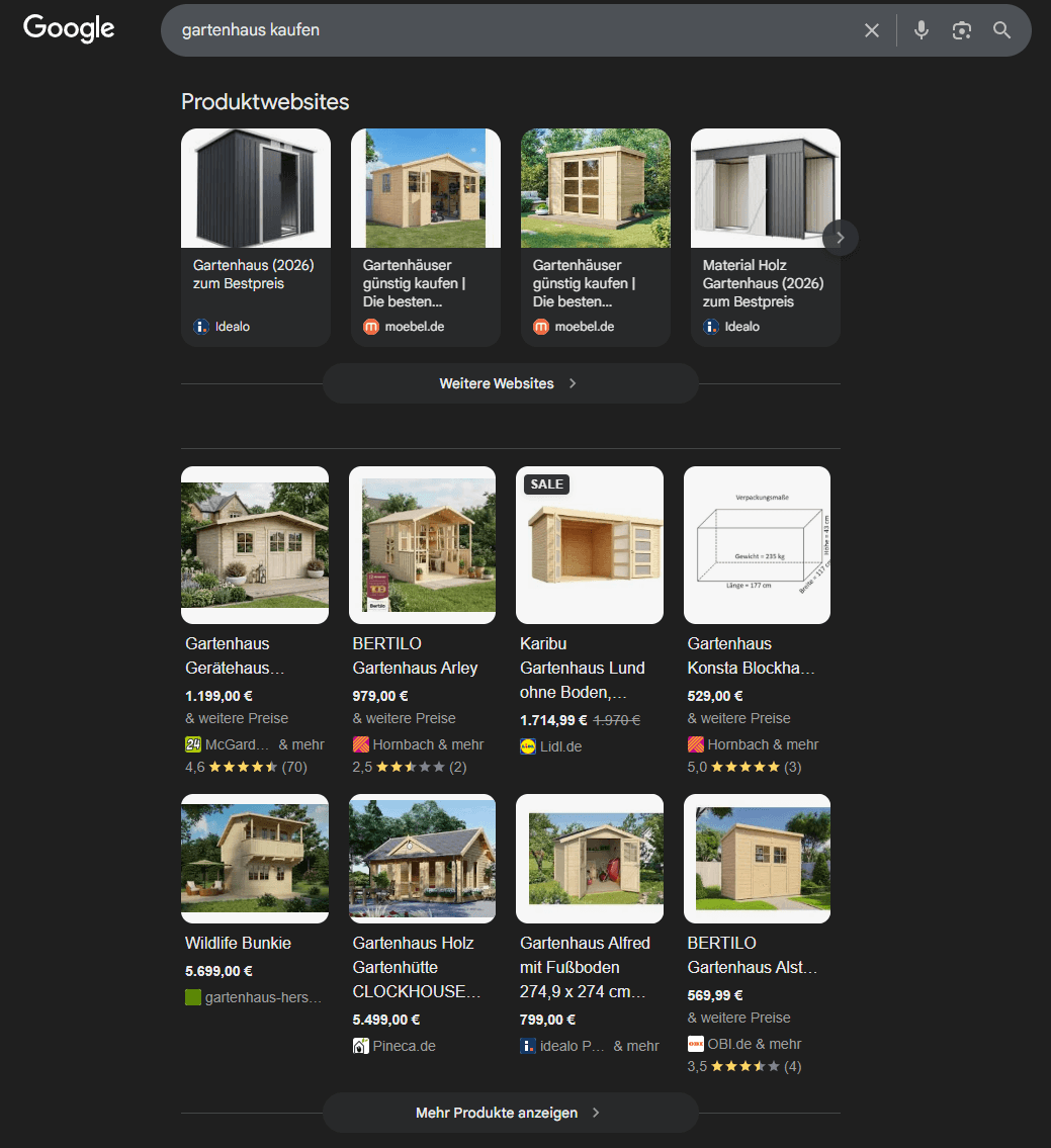 Google Product Grids — veränderte Suchergebnisse.