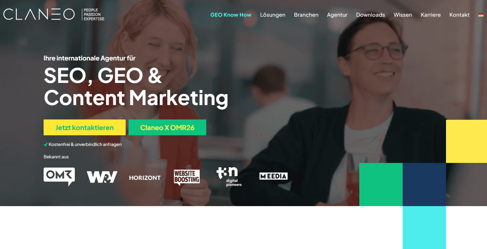Website-Screenshot von Claneo