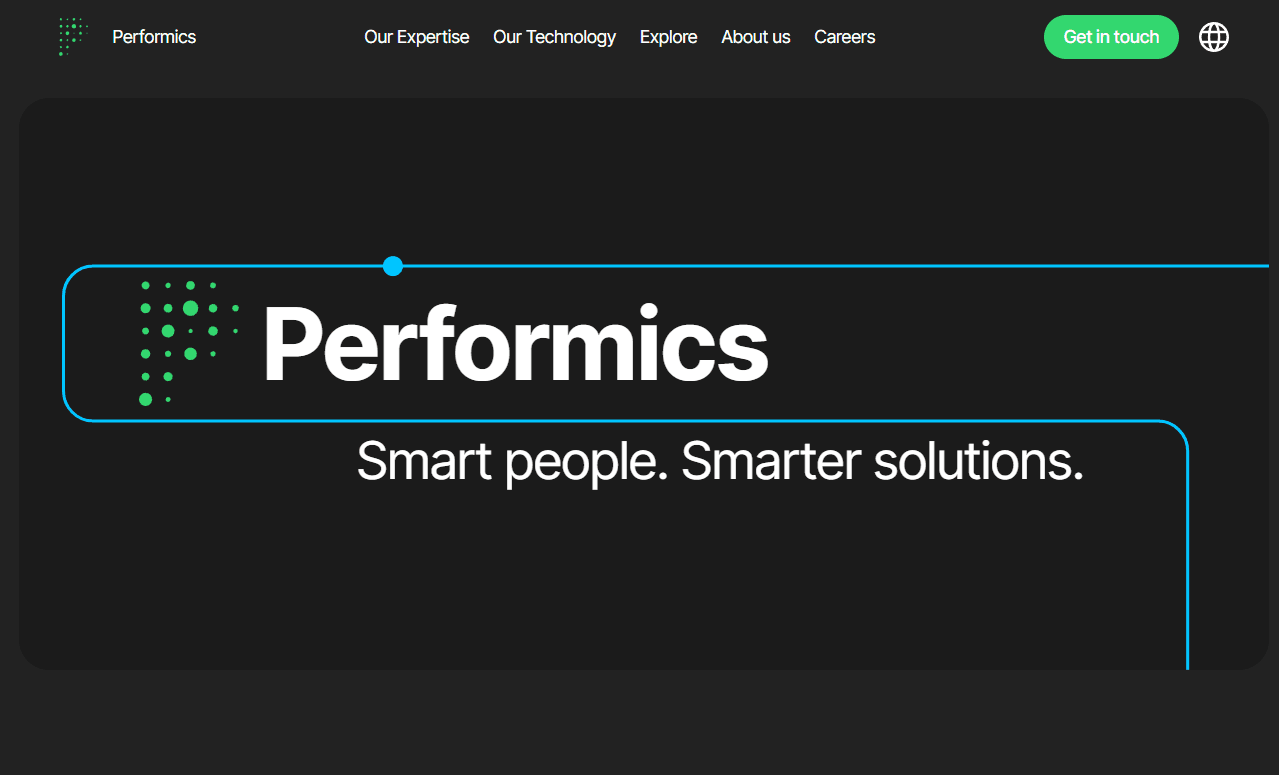 Website-Screenshot von Performics