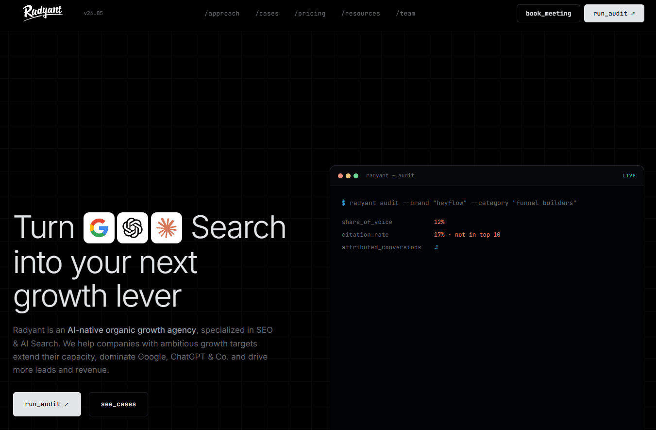 Website-Screenshot von Radyant