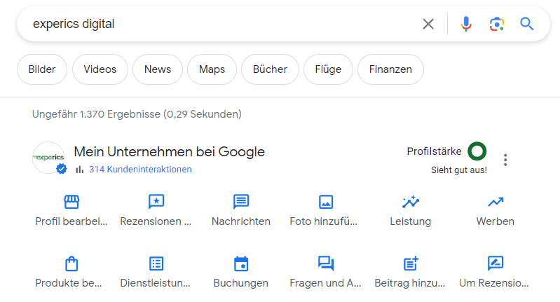 Google My Business Admin Interface