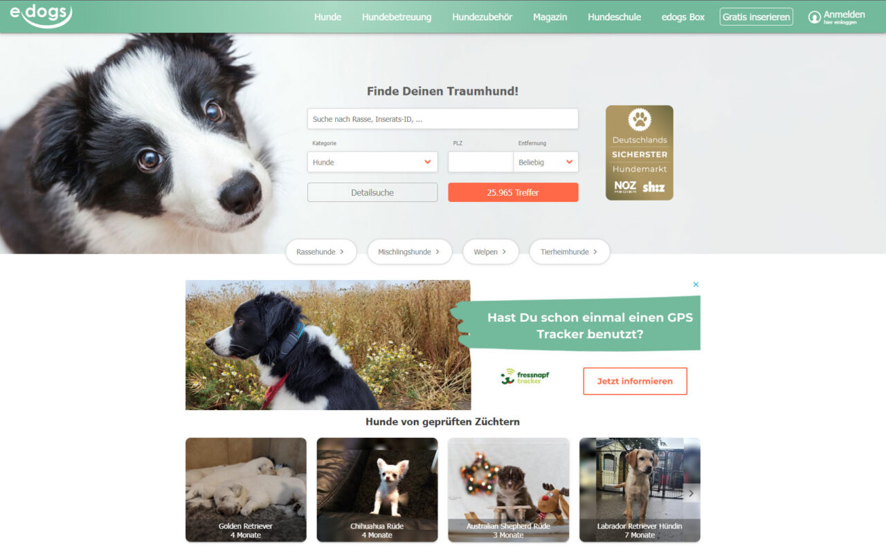 Screenshot edogs Marktplatz Screenshot edogs Marktplatz